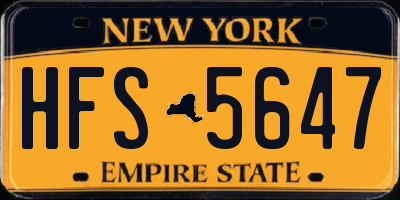 NY license plate HFS5647