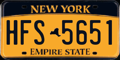 NY license plate HFS5651