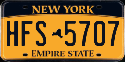 NY license plate HFS5707