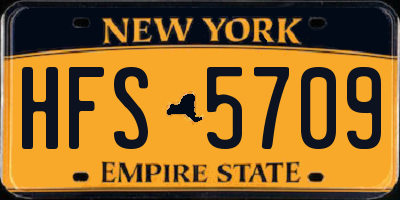 NY license plate HFS5709