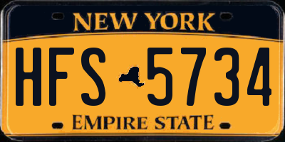 NY license plate HFS5734