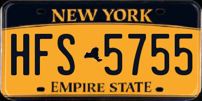 NY license plate HFS5755