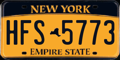 NY license plate HFS5773