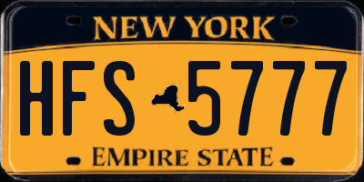 NY license plate HFS5777