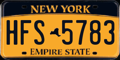 NY license plate HFS5783