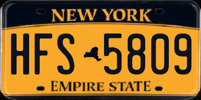 NY license plate HFS5809