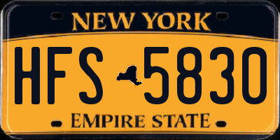 NY license plate HFS5830