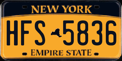 NY license plate HFS5836