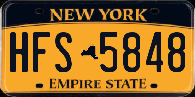 NY license plate HFS5848