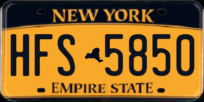 NY license plate HFS5850