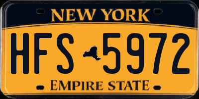 NY license plate HFS5972