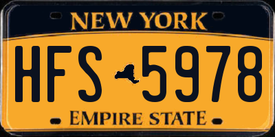 NY license plate HFS5978