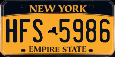 NY license plate HFS5986