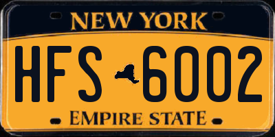 NY license plate HFS6002