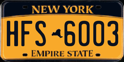 NY license plate HFS6003