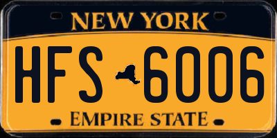 NY license plate HFS6006