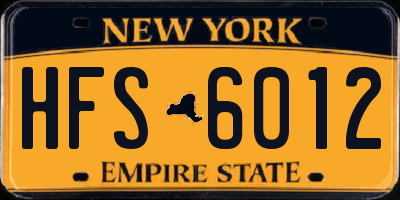 NY license plate HFS6012