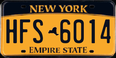 NY license plate HFS6014