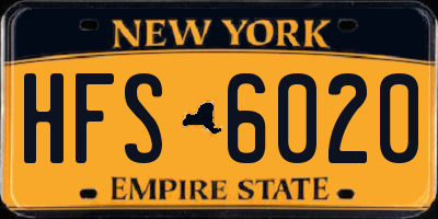 NY license plate HFS6020