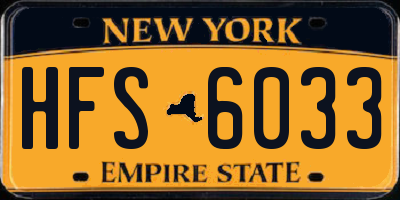 NY license plate HFS6033
