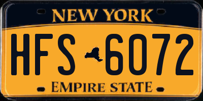 NY license plate HFS6072