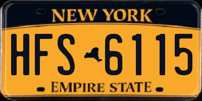 NY license plate HFS6115