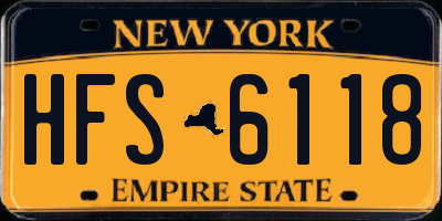NY license plate HFS6118