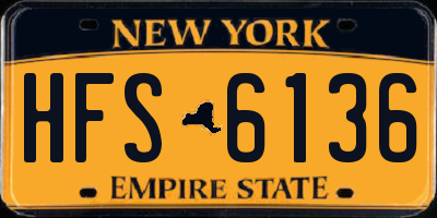 NY license plate HFS6136