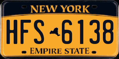 NY license plate HFS6138