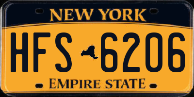 NY license plate HFS6206