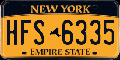 NY license plate HFS6335