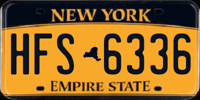 NY license plate HFS6336