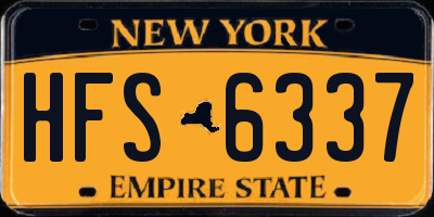 NY license plate HFS6337