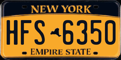 NY license plate HFS6350