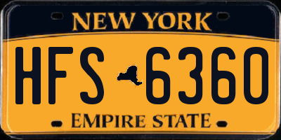 NY license plate HFS6360