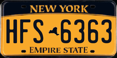 NY license plate HFS6363