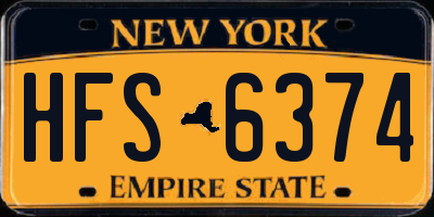 NY license plate HFS6374