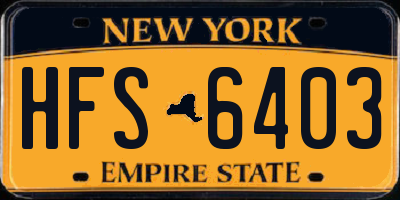 NY license plate HFS6403