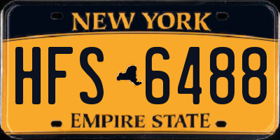 NY license plate HFS6488