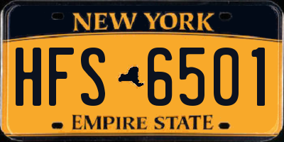 NY license plate HFS6501