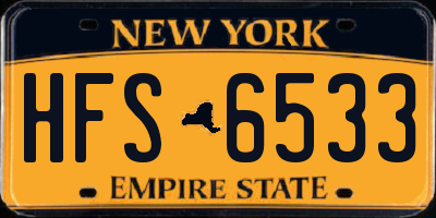 NY license plate HFS6533