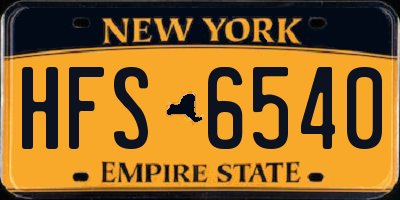 NY license plate HFS6540