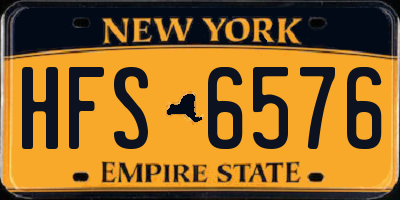 NY license plate HFS6576