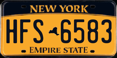 NY license plate HFS6583