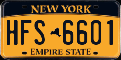 NY license plate HFS6601