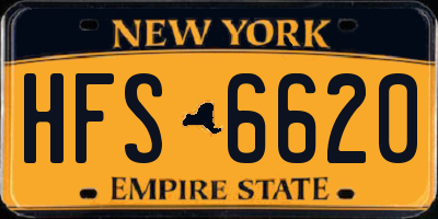 NY license plate HFS6620