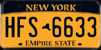 NY license plate HFS6633