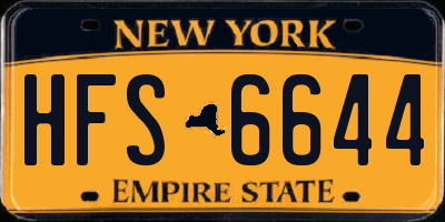 NY license plate HFS6644