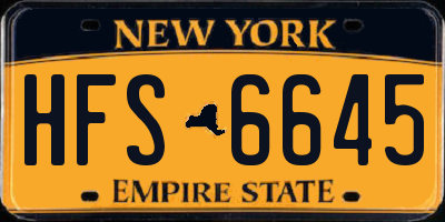 NY license plate HFS6645