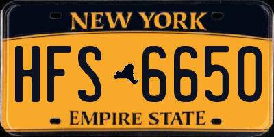NY license plate HFS6650